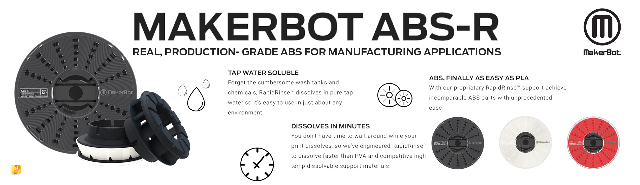 MakerBot Method X ABS-R Filament Black | 375-0071A