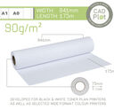 CAD Plot PPC Plan Copier Paper 90g/m 33 - CAD Plot PPC Plan Copier Paper 90g/m 33" 841mm x 175m roll (3" core)